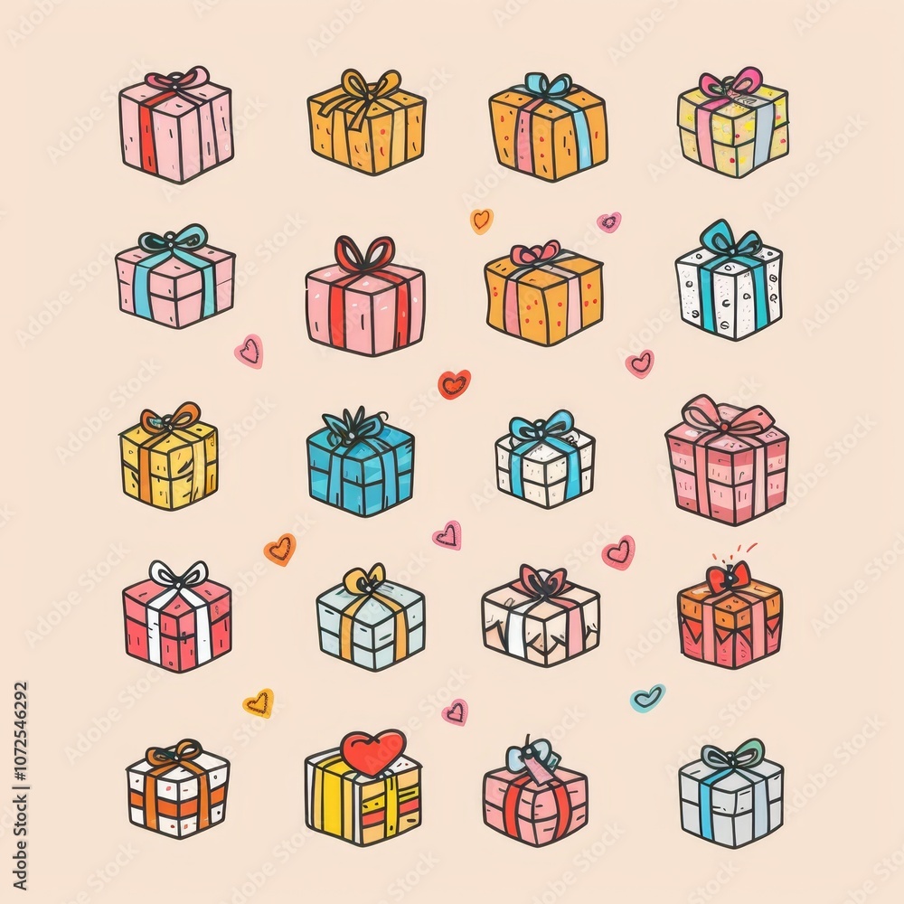 Gift box icon, giftbox, congratulation present, shopping symbol, parcel sign, doodle sketched box Gift box icon, giftbox, congratulation present, shopping symbol, parcel sign, doodle sketched box