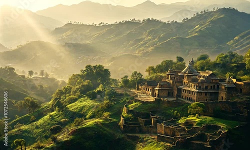 Wallpaper Mural Ancient Temple in Mountain Valley Torontodigital.ca