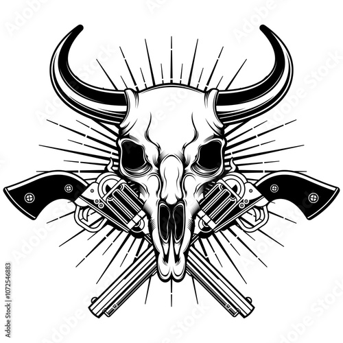 guns and bull skulls