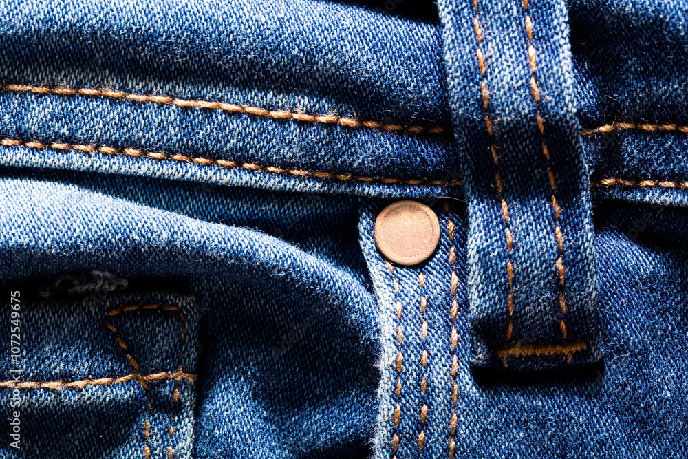 Close-Up Denim Texture with Button and Stitching Close-Up Denim Texture with Button and Stitching