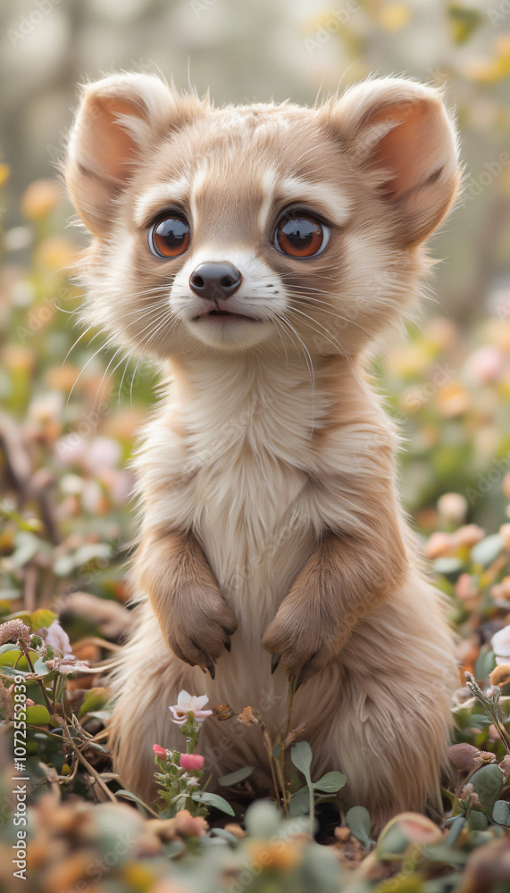 Adorable Chihuahua Sitting in a Flower Meadow on a Sunny Day Adorable Chihuahua Sitting in a Flower Meadow on a Sunny Day