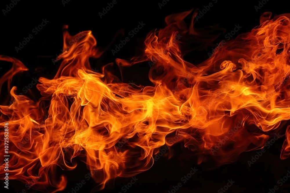 Fiery flames creating a texture or pattern on a black background Fiery flames creating a texture or pattern on a black background