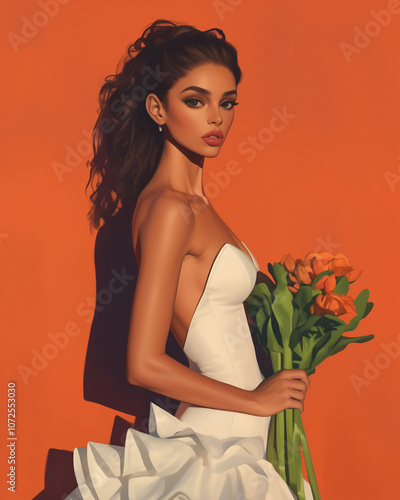 bride with bouquet of flowers