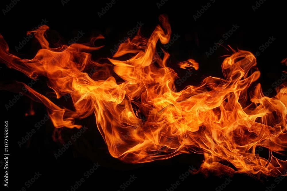 Fiery flames creating dynamic texture on black background Fiery flames creating dynamic texture on black background