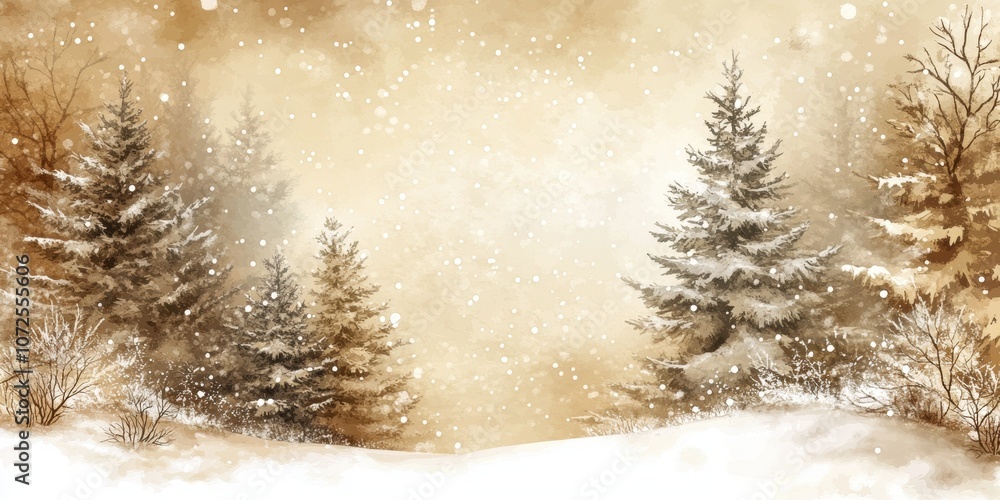 A serene winter landscape with snow-covered pine trees and gentle snowfall, evoking a peaceful and idyllic winter scene. A serene winter landscape with snow-covered pine trees and gentle snowfall, evoking a peaceful and idyllic winter scene.