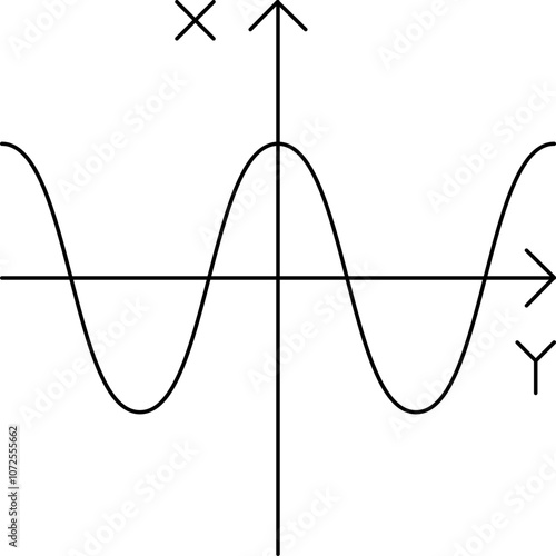 Cosine graph single vector icon