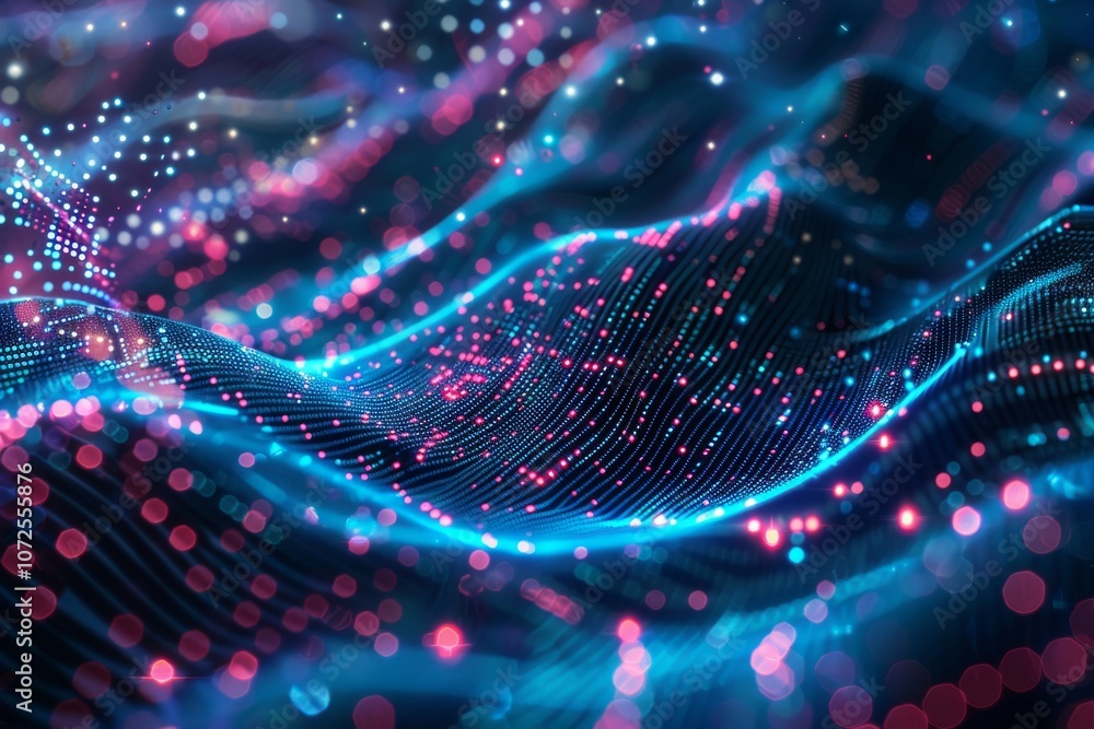 Big Data Background, Abstract Digital Technology Flow Pattern, Big Data 3d Particles, Copy Space Big Data Background, Abstract Digital Technology Flow Pattern, Big Data 3d Particles, Copy Space