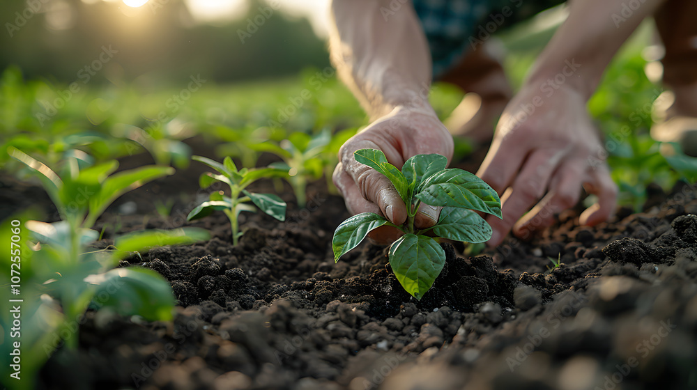 Farmers Nurturing Seedlings for Sustainable Crop Growth Farmers Nurturing Seedlings for Sustainable Crop Growth