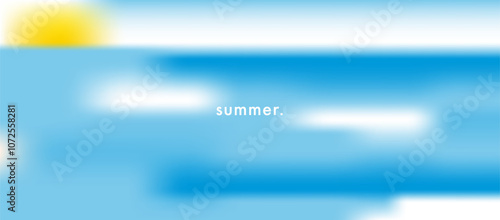 Light blue abstract gradient background. Summer. Beautiful sea. Water surface. Ocean landscape. Blue color. Horizontal wide vector banner. Nice sunny day. Simple soft light backdrop for poster, header