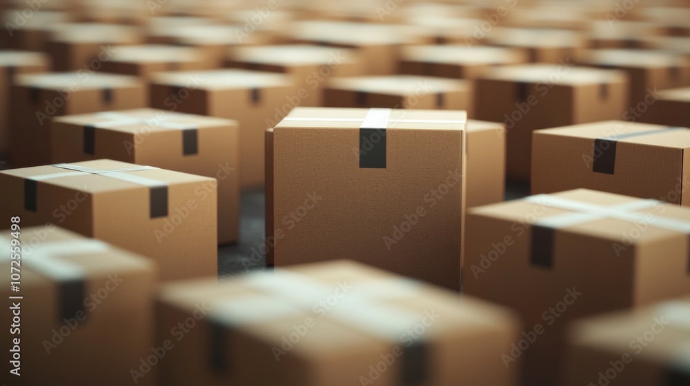Stacked cardboard boxes in warehouse arrangement Stacked cardboard boxes in warehouse arrangement