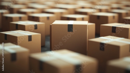 Stacked cardboard boxes in warehouse arrangement