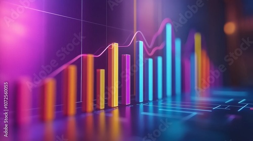 Wallpaper Mural Colorful data analysis graph with multiple line charts overlaid on a bar chart, representing trends Torontodigital.ca