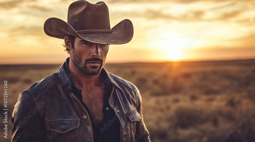 Fototapeta premium Classic cowboy in a wide-brimmed hat