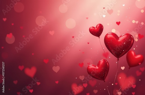 Valentine's Day Banner, Valentine's Day love message on red bokeh background