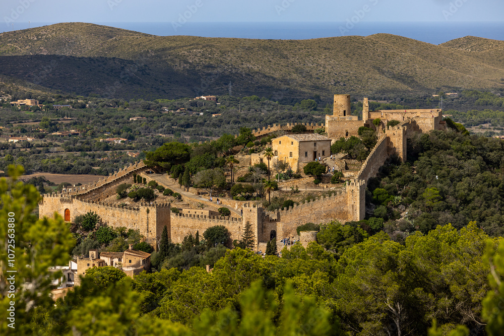 The Castle of Capdepra on the hill above the small town of Capdepera, Mallorca, Majorca, Balearic Islands, Spain, Europe The Castle of Capdepra on the hill above the small town of Capdepera, Mallorca, Majorca, Balearic Islands, Spain, Europe