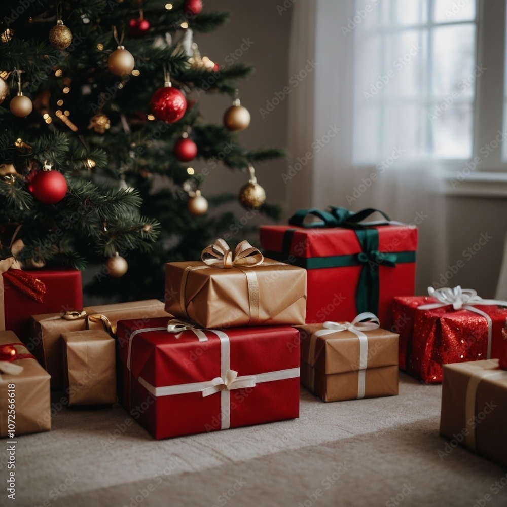 Obraz premium christmas tree and gifts