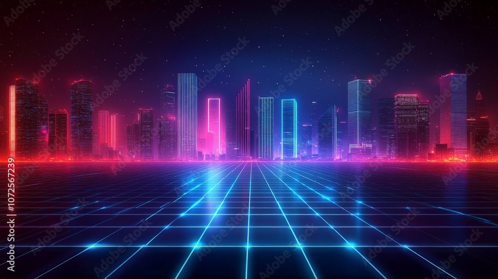 Abstract glowing dots and lines creating a digital data landscape Abstract glowing dots and lines creating a digital data landscape
