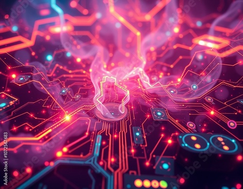 Magical technology background with vibrant futuristic graphics