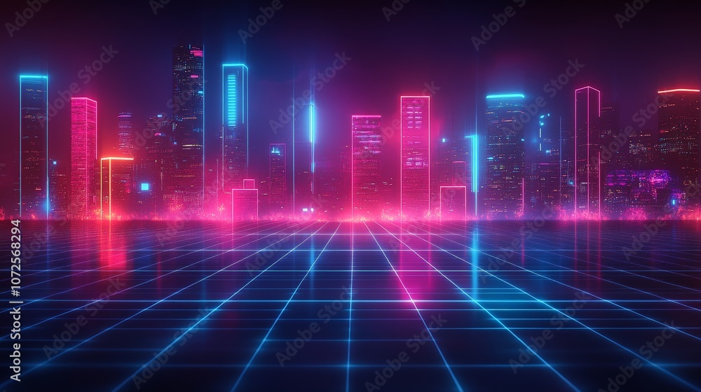 Abstract glowing dots and lines creating a digital data landscape Abstract glowing dots and lines creating a digital data landscape