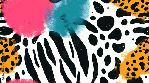 A seamless pattern bold animal print pattern with zebra stripes and leopard spots, modern and stylish. Abstract. Illustration photo