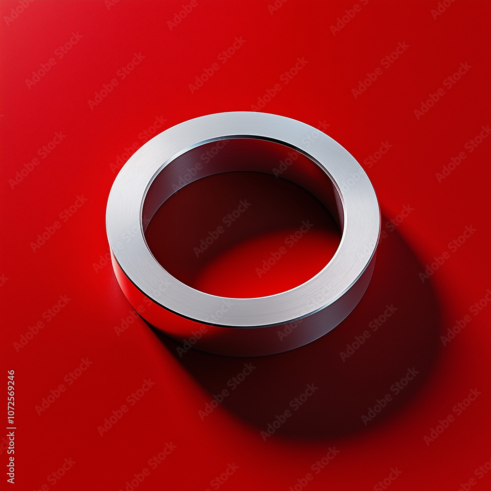 Aluminum Ring on Bright Red Background for Machinery in Soft Glow Perspective Aluminum Ring on Bright Red Background for Machinery in Soft Glow Perspective