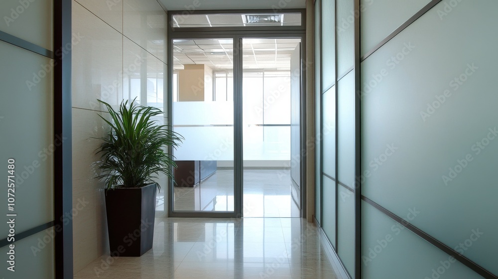 Glass panel door with a frosted design and sleek frame. Glass panel door with a frosted design and sleek frame.