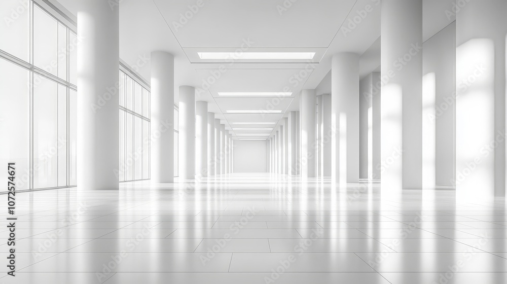 Modern white gallery space for exhibitions and artwork showcases Modern white gallery space for exhibitions and artwork showcases