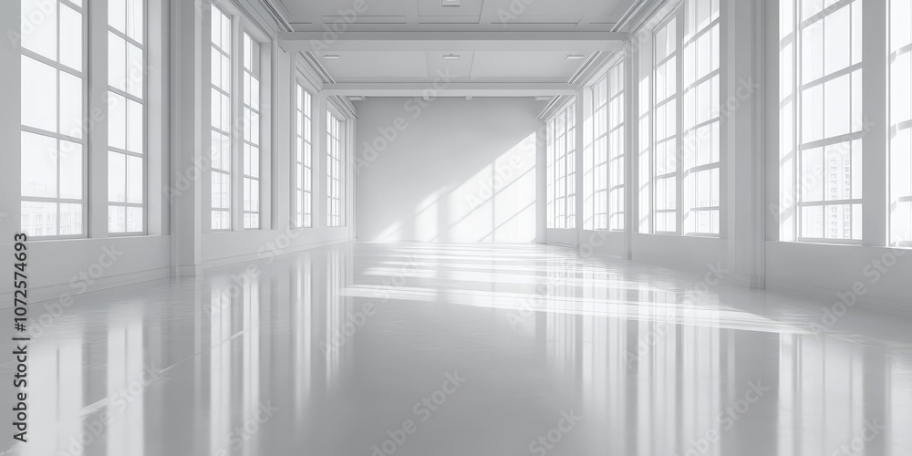 Modern white gallery space for exhibitions and artwork showcases Modern white gallery space for exhibitions and artwork showcases