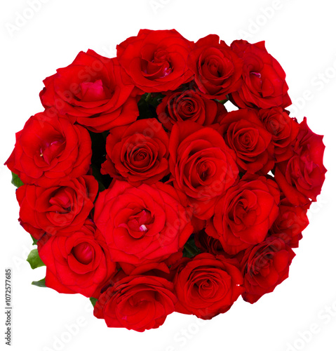round bouquet of red roses
