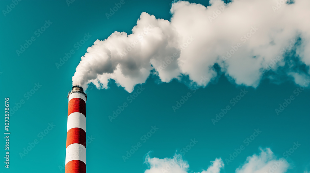 Komin fabryczny, z którego wydobywa się gęsty dym, co ilustruje wpływ przemysłowego zanieczyszczenia na atmosferę. Komin fabryczny, z którego wydobywa się gęsty dym, co ilustruje wpływ przemysłowego zanieczyszczenia na atmosferę.