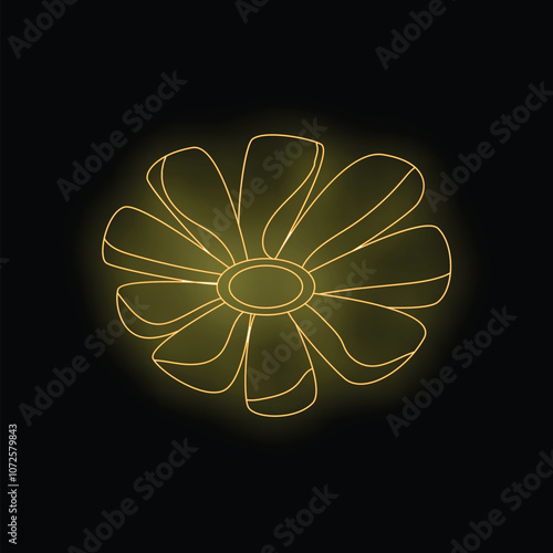 Golden neon sign depicting a spinning fan, perfect for concepts related to cooling and ventilation