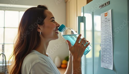 Woman Hydrating with a Water Bottle