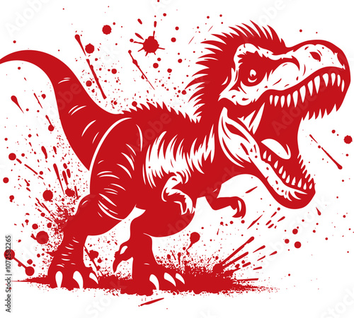 Dynamic Digital Illustration of a Raging Tyrannosaurus Rex