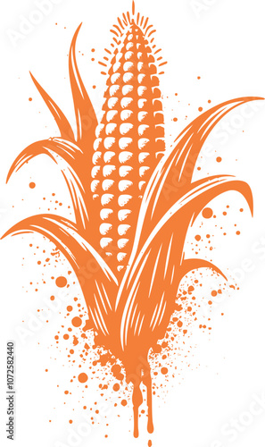 Vibrant Graphic Illustration of a Corncob simple stencil drawing