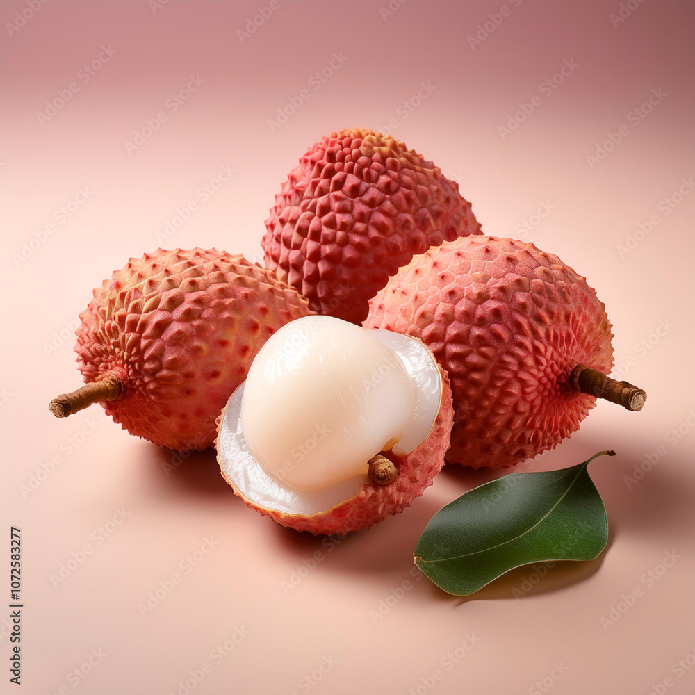 lychee, isolated on a pastel lychee, isolated on a pastel