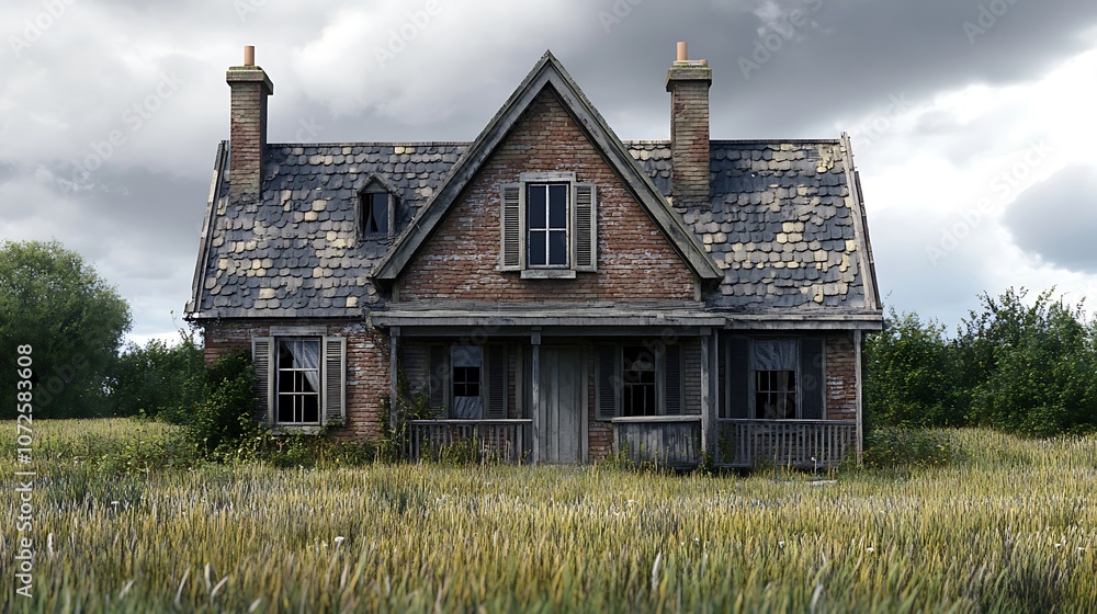 Digital art of an isolated house with realistic high quality image Digital art of an isolated house with realistic high quality image