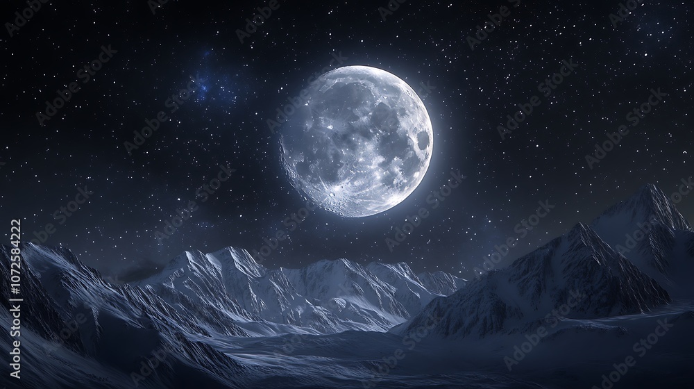 Digital moon art wallpaper with realistic night landscape effects Digital moon art wallpaper with realistic night landscape effects