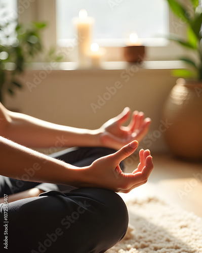 Wallpaper Mural Peaceful indoor meditation practice with sunlit ambiance and calm atmosphere Torontodigital.ca