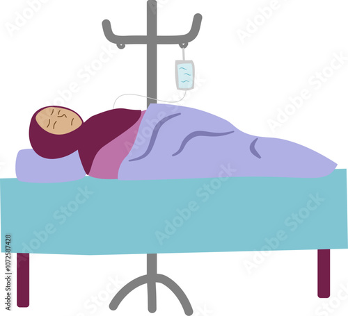 Bedridden dengue patient with iv drip