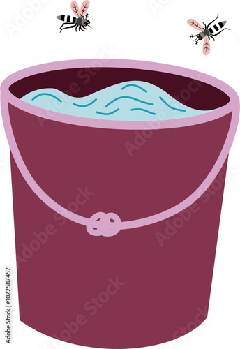 Bucket of water and mosquitoes