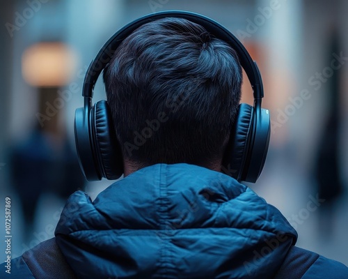 A closeup of noisecancelling headsets being worn by staff for clear communication, Productivity, Modern and comfortable photo