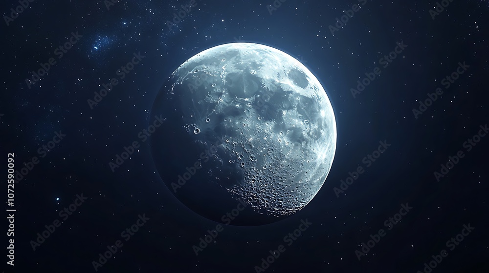 Stunning night sky digital art wallpaper with realistic moon image Stunning night sky digital art wallpaper with realistic moon image