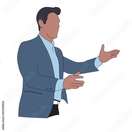 businessman with his hand pointing at a presentation