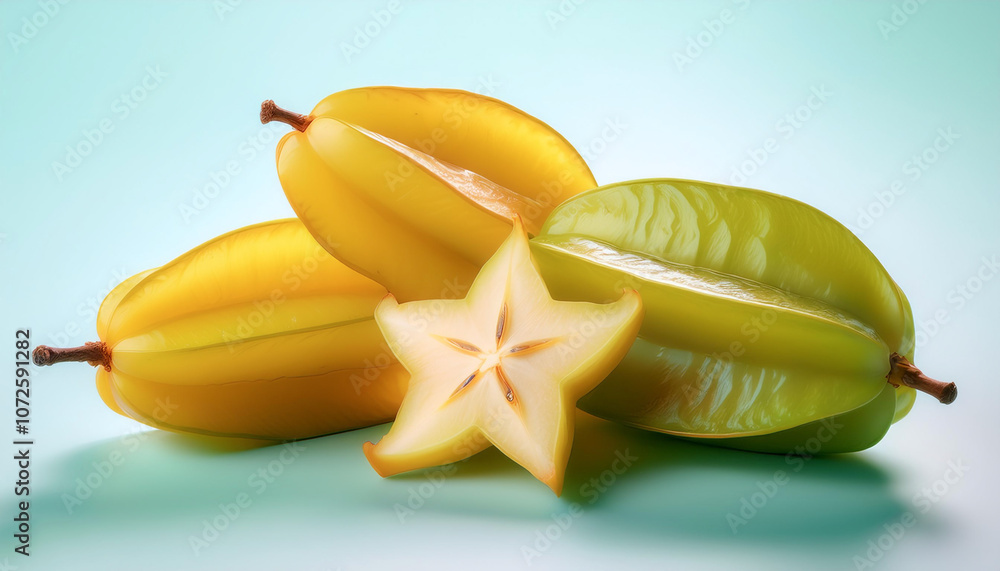 starfruit fruit, isolated on a pastel starfruit fruit, isolated on a pastel
