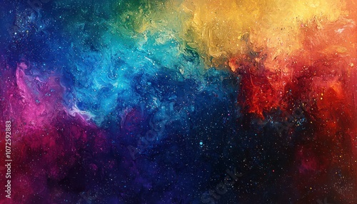 Cosmic Color Palette Abstract - A vibrant abstract with colors shimmering against a cosmic backdrop.