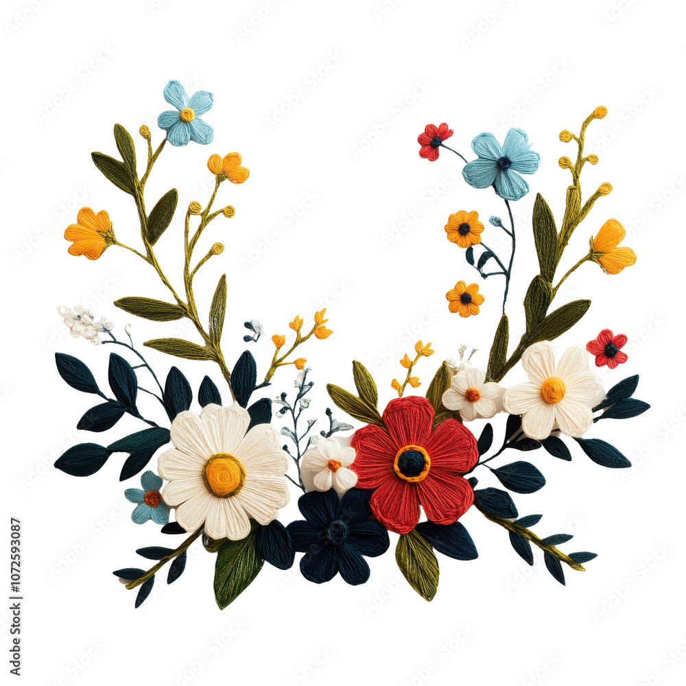 Obraz premium Colorful floral arrangement, on white background. PNG transparent.