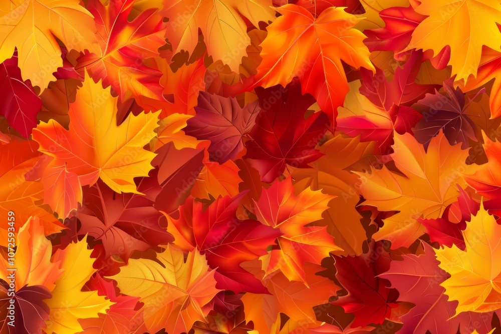 Orange fall leaves in park, autumn natural background. Neural network ai generated art Orange fall leaves in park, autumn natural background. Neural network ai generated art
