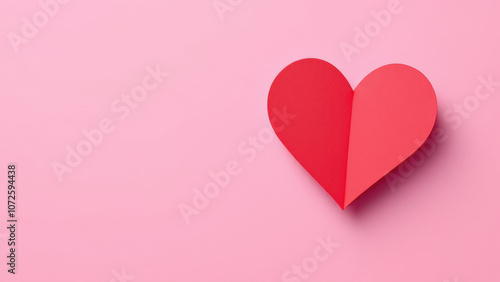 vibrant red heart on soft pink background, symbolizing love