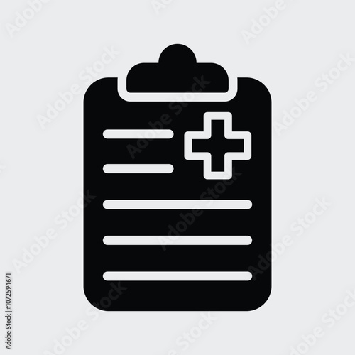 Medical check up icon vector. Health care service, registration, report, checkup symbol flat black solid icon