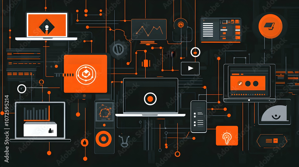 Illustration of EDR (Endpoint Detection and Response) Cybersecurity Technology Demonstration – Central Security System Analyzing and Responding to Threats in Real-Time Across Multiple Devices Illustration of EDR (Endpoint Detection and Response) Cybersecurity Technology Demonstration – Central Security System Analyzing and Responding to Threats in Real-Time Across Multiple Devices